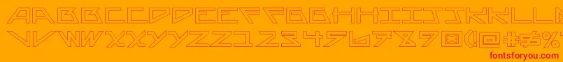AsteriskHollowbold-Schriftart – Rote Schriften auf orangefarbenem Hintergrund