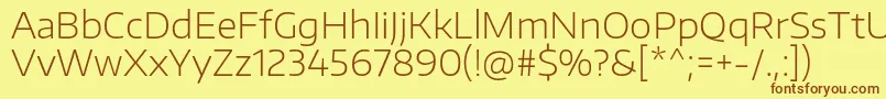 EncodesanswideExtralight-Schriftart – Braune Schriften auf gelbem Hintergrund