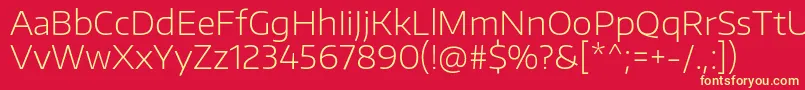 EncodesanswideExtralight-Schriftart – Gelbe Schriften auf rotem Hintergrund