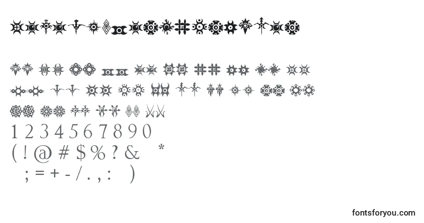 A fonte JewelryDesignShapes – alfabeto, números, caracteres especiais