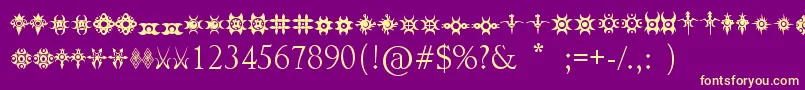 JewelryDesignShapes-fontti – keltaiset fontit violetilla taustalla