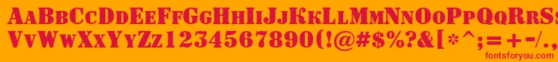 ASignboardcpsBold-Schriftart – Rote Schriften auf orangefarbenem Hintergrund