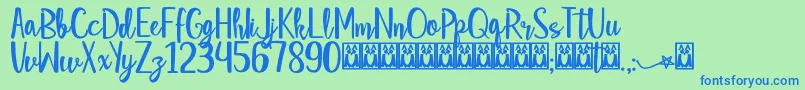 Czcionka StarStrella – niebieskie czcionki na zielonym tle