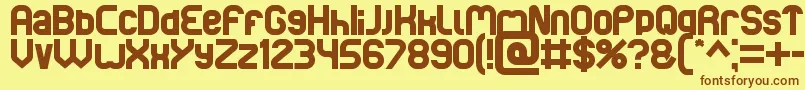 フォントBasic – 茶色の文字が黄色の背景にあります。