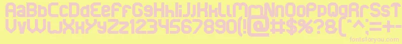 Basic-fontti – vaaleanpunaiset fontit keltaisella taustalla