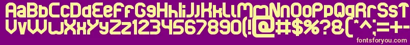 Basic-fontti – keltaiset fontit violetilla taustalla
