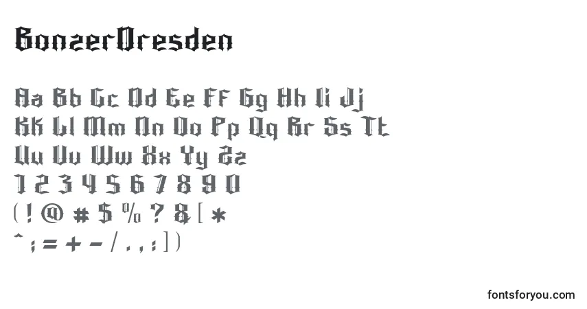 Schriftart BonzerDresden – Alphabet, Zahlen, spezielle Symbole