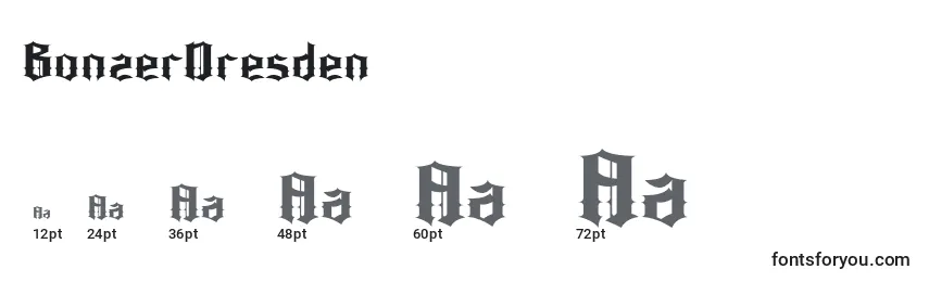 Размеры шрифта BonzerDresden