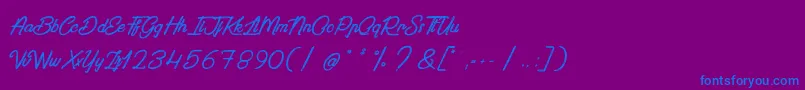 Шрифт PaintingInTheSunlight – синие шрифты на фиолетовом фоне