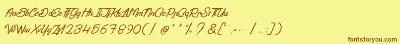 Шрифт PaintingInTheSunlight – коричневые шрифты на жёлтом фоне