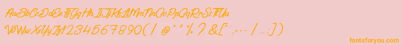 PaintingInTheSunlight-Schriftart – Orangefarbene Schriften auf rosa Hintergrund