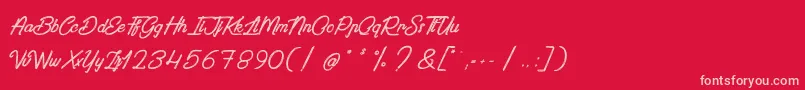 PaintingInTheSunlight-fontti – vaaleanpunaiset fontit punaisella taustalla
