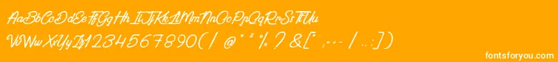 PaintingInTheSunlight-Schriftart – Weiße Schriften auf orangefarbenem Hintergrund