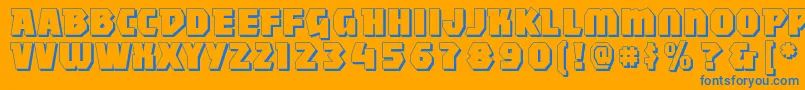 Mightyshadowblack Font – Blue Fonts on Orange Background