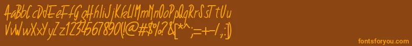 Pwnarrow-Schriftart – Orangefarbene Schriften auf braunem Hintergrund