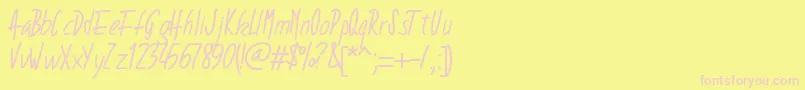 Pwnarrow-Schriftart – Rosa Schriften auf gelbem Hintergrund