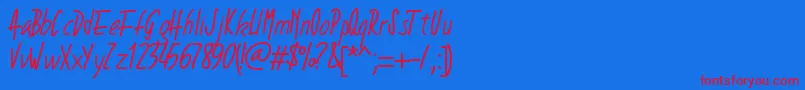 Pwnarrow-Schriftart – Rote Schriften auf blauem Hintergrund