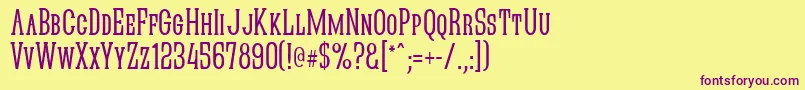 QuasticKapsNarrow Font – Purple Fonts on Yellow Background