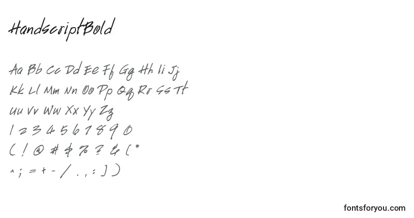 Schriftart HandscriptBold – Alphabet, Zahlen, spezielle Symbole