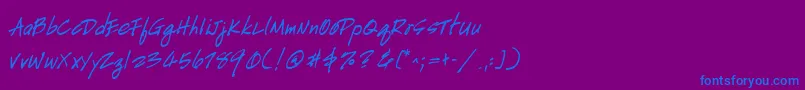 フォントHandscriptBold – 紫色の背景に青い文字