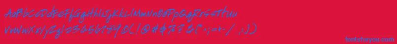 HandscriptBold-fontti – siniset fontit punaisella taustalla