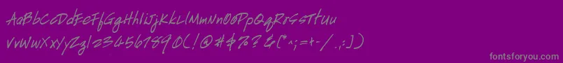 HandscriptBold-fontti – harmaat kirjasimet violetilla taustalla