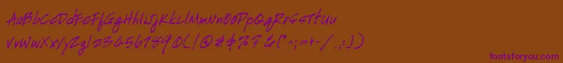 HandscriptBold-Schriftart – Violette Schriften auf braunem Hintergrund