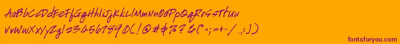 HandscriptBold-Schriftart – Violette Schriften auf orangefarbenem Hintergrund
