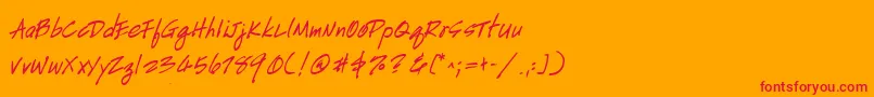 Weitere Informationen zur HandscriptBold-Schriftart HandscriptBold-Schriftart – Rote Schriften auf orangefarbenem Hintergrund