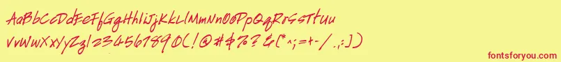 HandscriptBold-fontti – punaiset fontit keltaisella taustalla