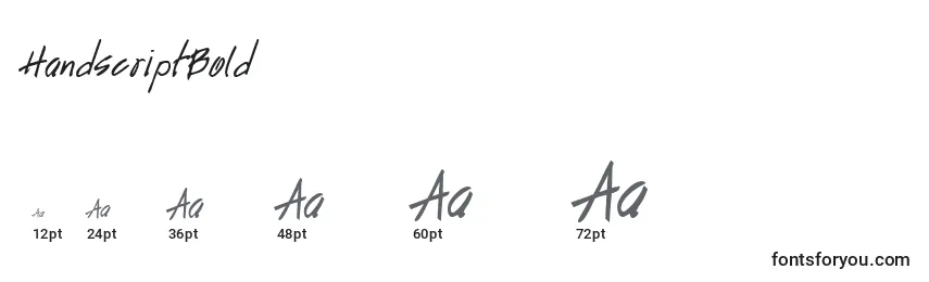 Размеры шрифта HandscriptBold