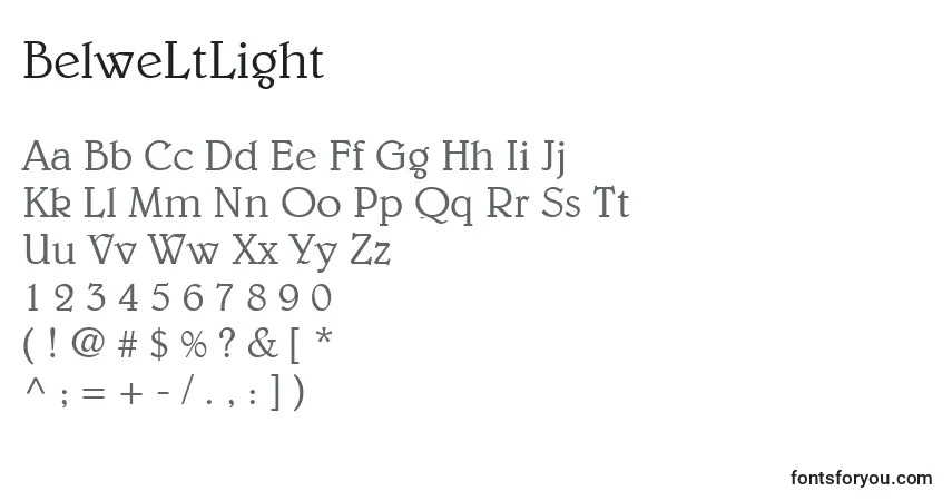 A fonte BelweLtLight – alfabeto, números, caracteres especiais
