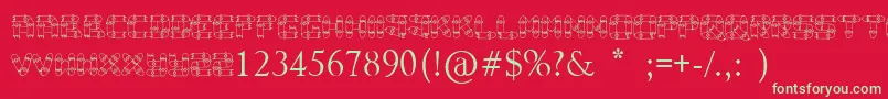 フォントAdnanlekpekBrokenskatedeck – 赤い背景に緑の文字
