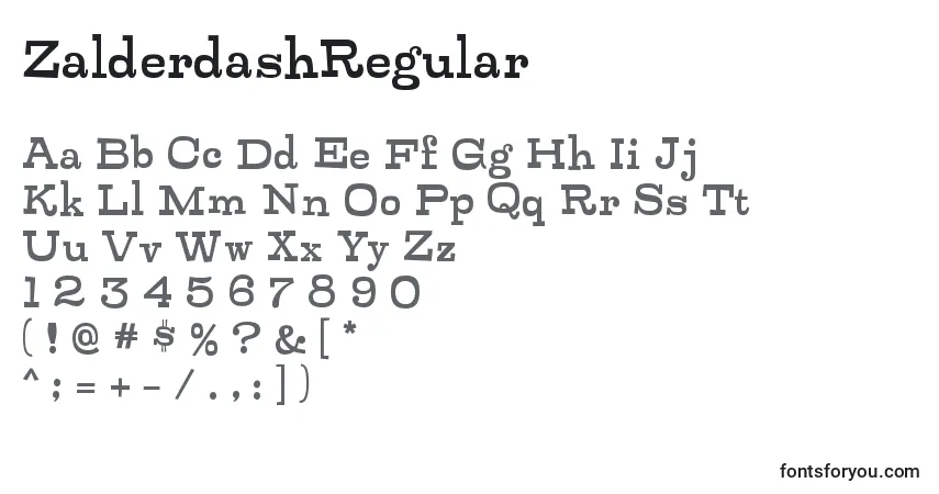 Schriftart ZalderdashRegular – Alphabet, Zahlen, spezielle Symbole