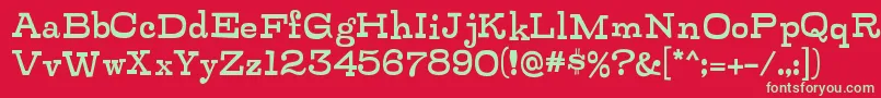 フォントZalderdashRegular – 赤い背景に緑の文字