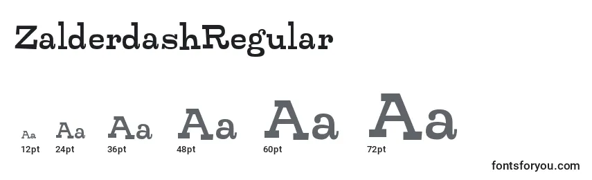 Размеры шрифта ZalderdashRegular