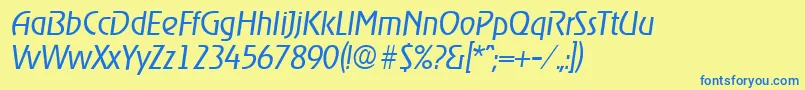 RagtimeLightita Font – Blue Fonts on Yellow Background