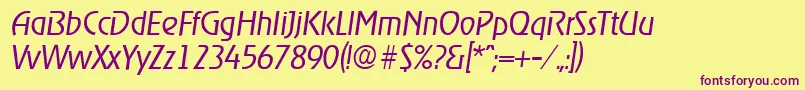 RagtimeLightita Font – Purple Fonts on Yellow Background