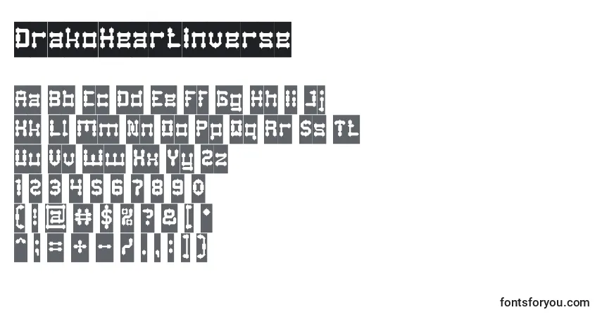 Czcionka DrakoHeartInverse – alfabet, cyfry, specjalne znaki