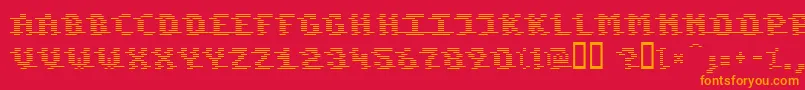 フォントKomod – 赤い背景にオレンジの文字