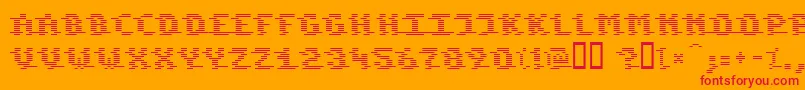 フォントKomod – オレンジの背景に赤い文字