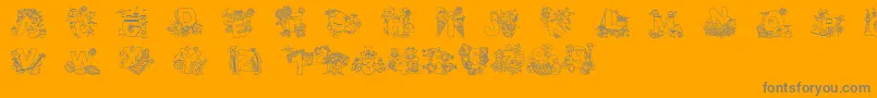 CrayolaKiddyFont-Schriftart – Graue Schriften auf orangefarbenem Hintergrund