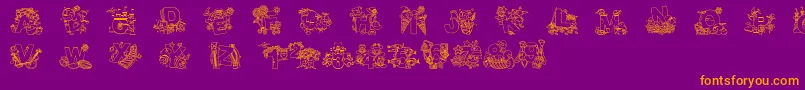 CrayolaKiddyFont Font – Orange Fonts on Purple Background