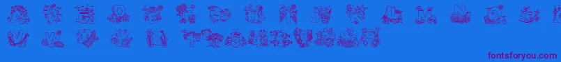 Fonte CrayolaKiddyFont – fontes roxas em um fundo azul