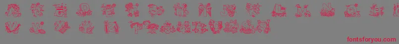 フォントCrayolaKiddyFont – 赤い文字の灰色の背景