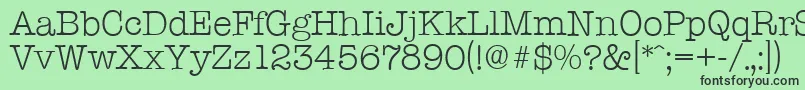 フォントTypewriterserialLightRegular – 緑の背景に黒い文字