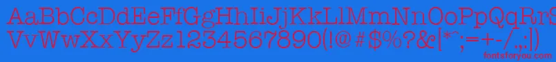 TypewriterserialLightRegular Font – Red Fonts on Blue Background