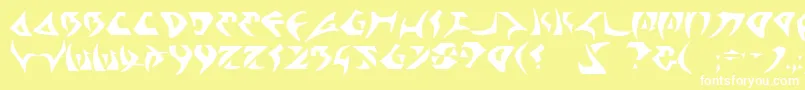 Fonte Kahless – fontes brancas em um fundo amarelo