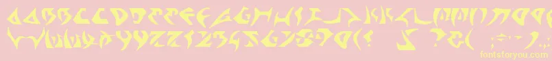 Kahless-Schriftart – Gelbe Schriften auf rosa Hintergrund