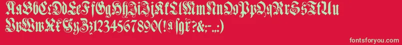 フォントMuenchnerfraktur – 赤い背景に緑の文字